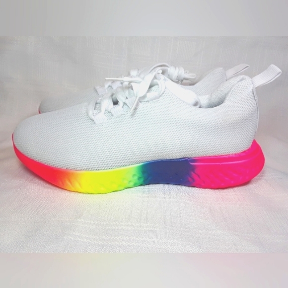 SHOES Women Sneakers Rainbow White Lightweight Casual Shoes Size 7 - Picture 7 of 13